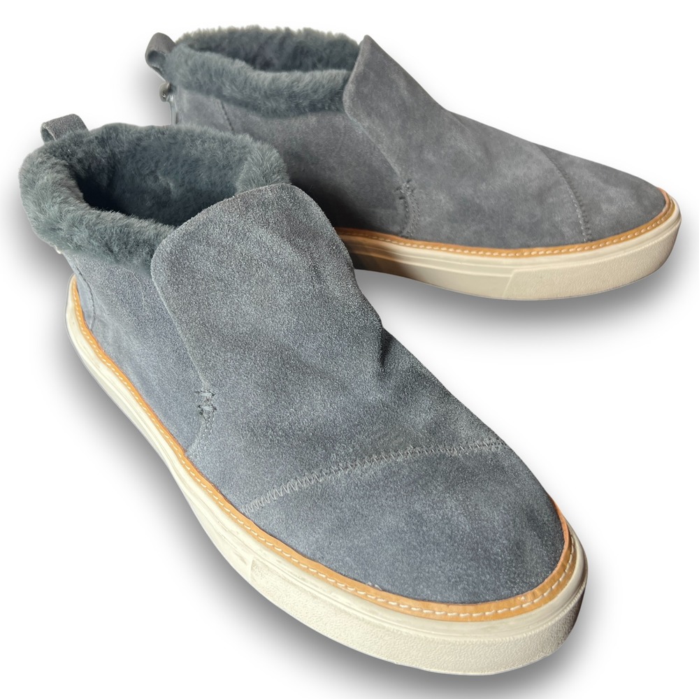 TOMS Paxton Ankle Boots Women's Size 9 Gray Suede‎ Fur Lined Comfort Shoes